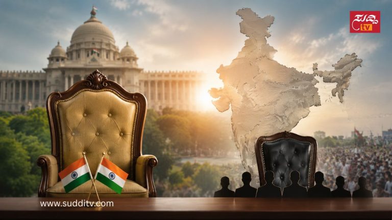ಭಾರತದ ರಾಜಕೀಯ ವ್ಯವಸ್ಥೆಯನ್ನು ಪ್ರತಿಬಿಂಬಿಸುವಂತೆ ಮುಖ್ಯಮಂತ್ರಿ ಮತ್ತು ಉಪಮುಖ್ಯಮಂತ್ರಿ ಸ್ಥಾನಗಳನ್ನು ಸಂಕೇತಿಸುವ ಸಾಂಕೇತಿಕ ಚಿತ್ರ