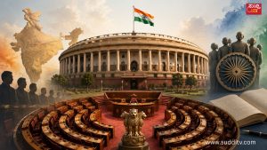 ರಾಜ್ಯಸಭೆ ಎಂದರೇನು? ಭಾರತೀಯ ಸಂಸತ್ ಭವನ, ರಾಜ್ಯಸಭೆಯ ಸಭಾಂಗಣ, ಭಾರತದ ನಕ್ಷೆ, ಅಶೋಕ ಸ್ತಂಭ ಮತ್ತು ಪ್ರಜಾಪ್ರಭುತ್ವದ ಸಂಕೇತಗಳನ್ನು ಒಳಗೊಂಡ ರಾಜ್ಯಸಭೆಯ ಸಾಂಕೇತಿಕ ಚಿತ್ರ