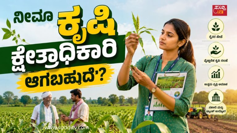 ಹೊಲದಲ್ಲಿ ಬೆಳೆ ಪರಿಶೀಲಿಸುತ್ತಿರುವ ಕೃಷಿ ಕ್ಷೇತ್ರಾಧಿಕಾರಿ ಮತ್ತು ರೈತರೊಂದಿಗೆ ಚರ್ಚೆ ನಡೆಸುತ್ತಿರುವ ಸಾಂಕೇತಿಕ ಚಿತ್ರ